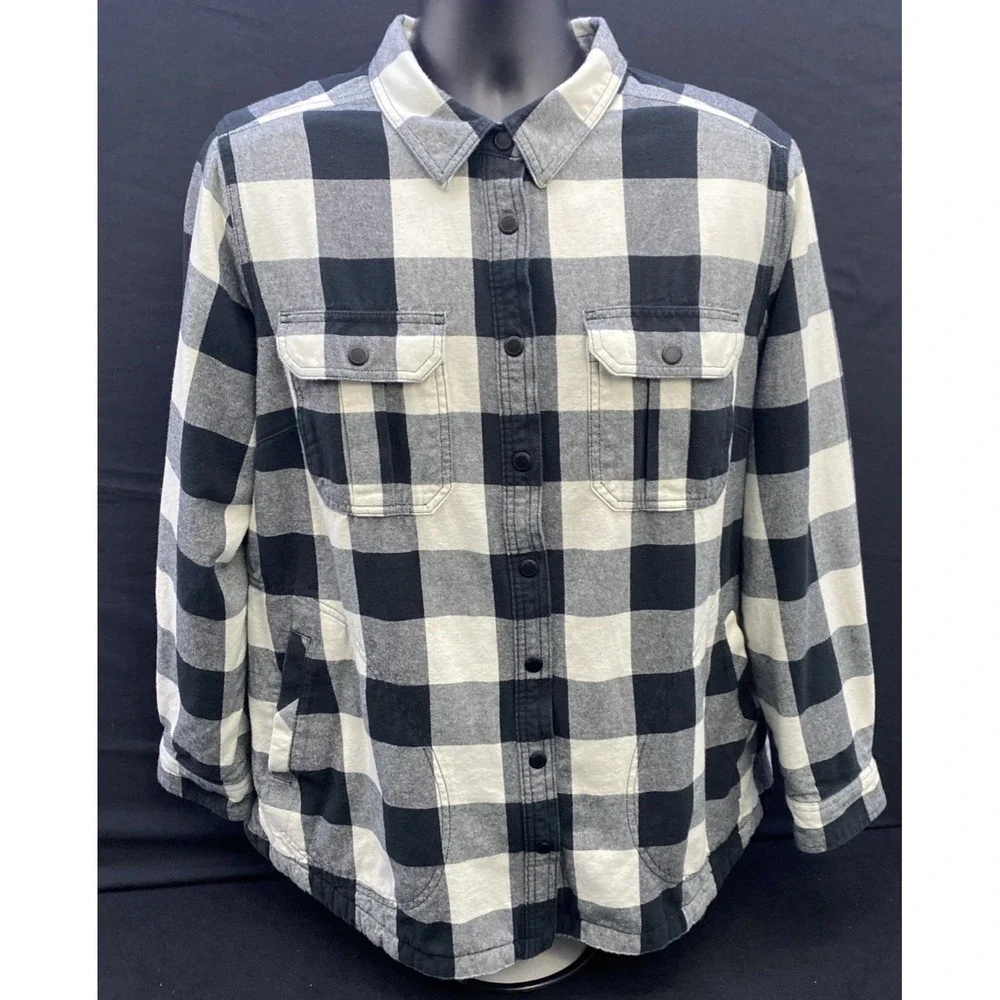 Duluth Trading Fleece Lined Flannel Shacket Womens XXL Jacket FlapJack Plaid - Picture 2 of 13
